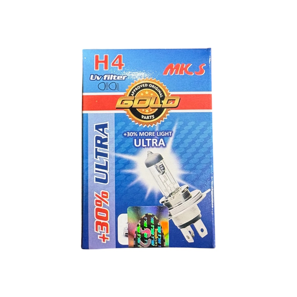 لامپ هالوژن خودرو MKS Gold Parts مدل H4 توان 60/55 وات +30% نور بیشتر