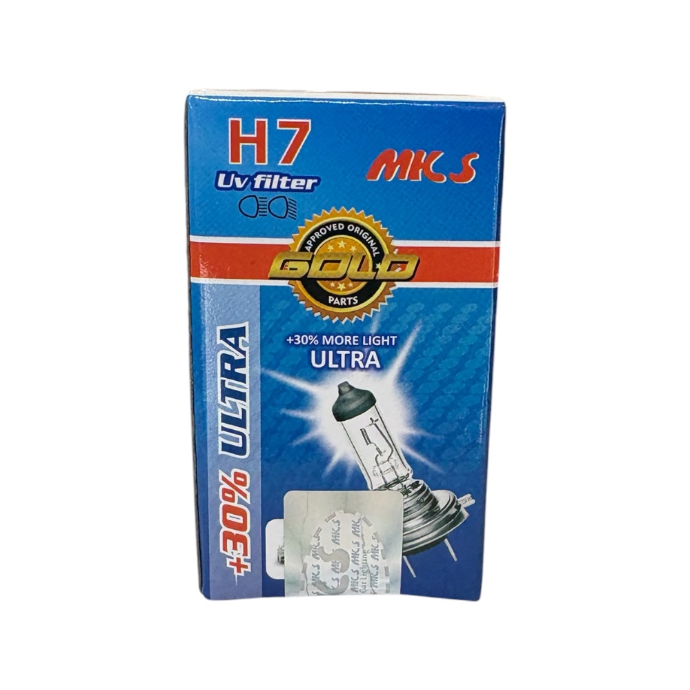 لامپ هالوژن خودرو MKS Gold Parts مدل H7 توان 100 وات +30% نور بیشتر