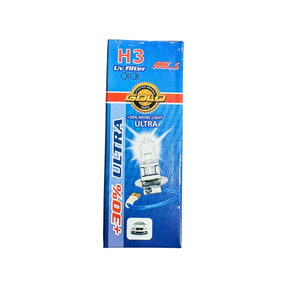 لامپ هالوژن خودرو MKS Gold Parts مدل H3 توان 100 وات +30% نور بیشتر